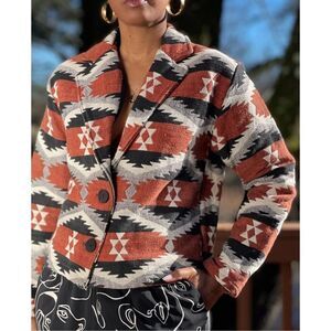New Identity Womens Jacket Southwestern Tapestry Aztec Sz 2XL Cotton